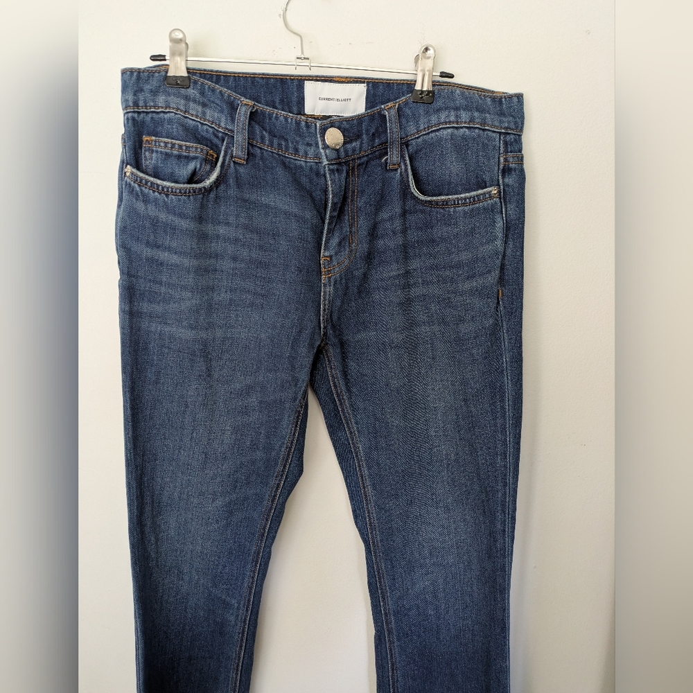 Current/Elliot The Fan Kick Flare Frayed Jeans in Brush - Picture 3 of 6